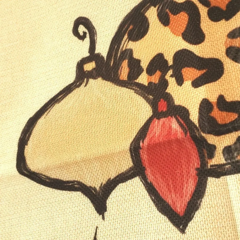 Christmas Pillow Cover Animal Print Red Green Gold Ornaments 18x18 NWOT